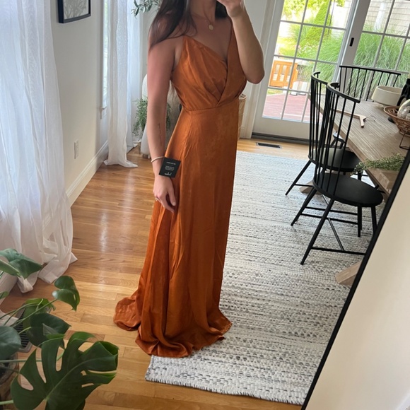 NWT Rust Orange Satin Maxi Dress - Picture 5 of 7